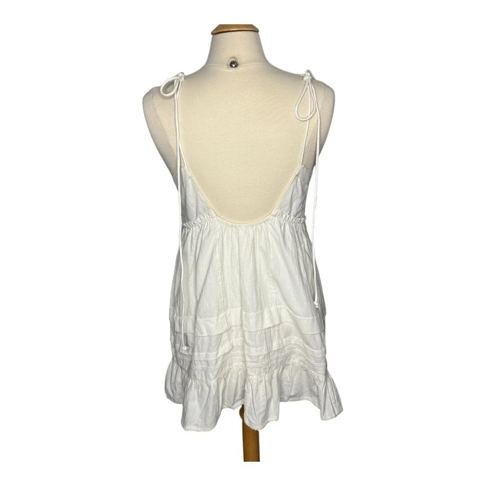Free People Adella Mini‎ Dress Womens Small Ivory White Boho Open Back Button